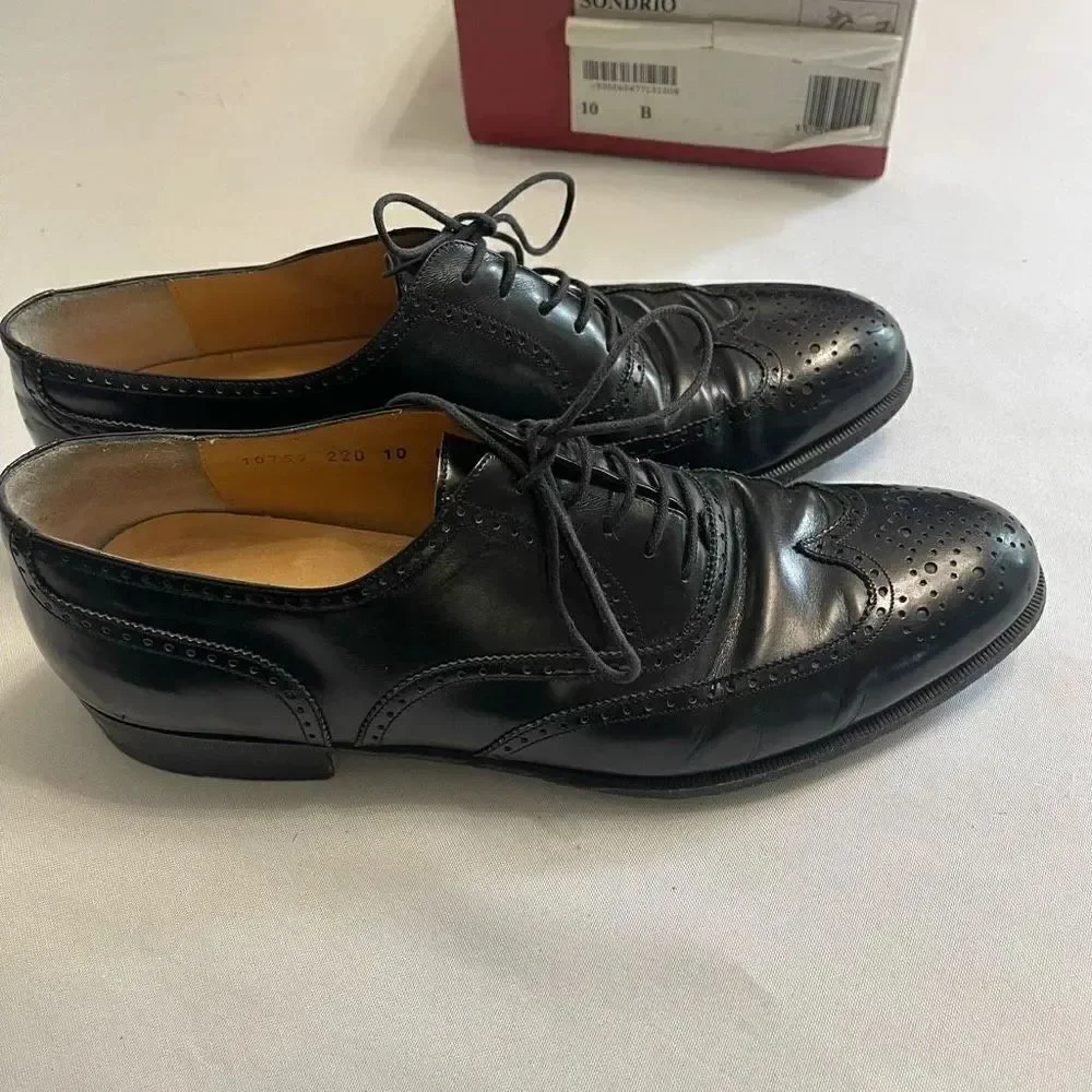 Salvatore Ferragamo Sondrio Black Leather Oxfords Shoes Size 10 B